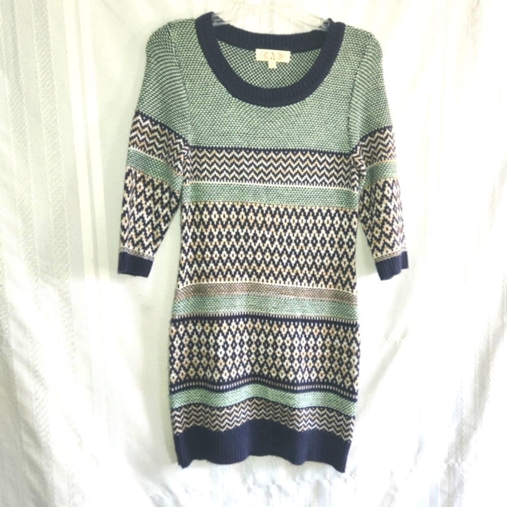 PINK ROSE VINTAGE MULTICOLOR SWEATER MINI DRESS SIZE SMALL